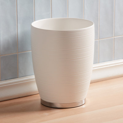 Dubai Wastebasket ceramic (shiny stainless steel trim)