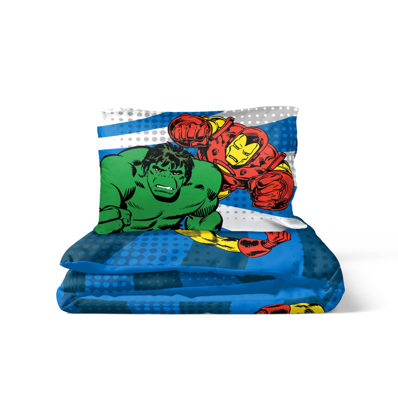 Marvel Comics Avengers 100% Cotton Single Duvet Cover Set - Includes 50 x 70 cm Pillowcase