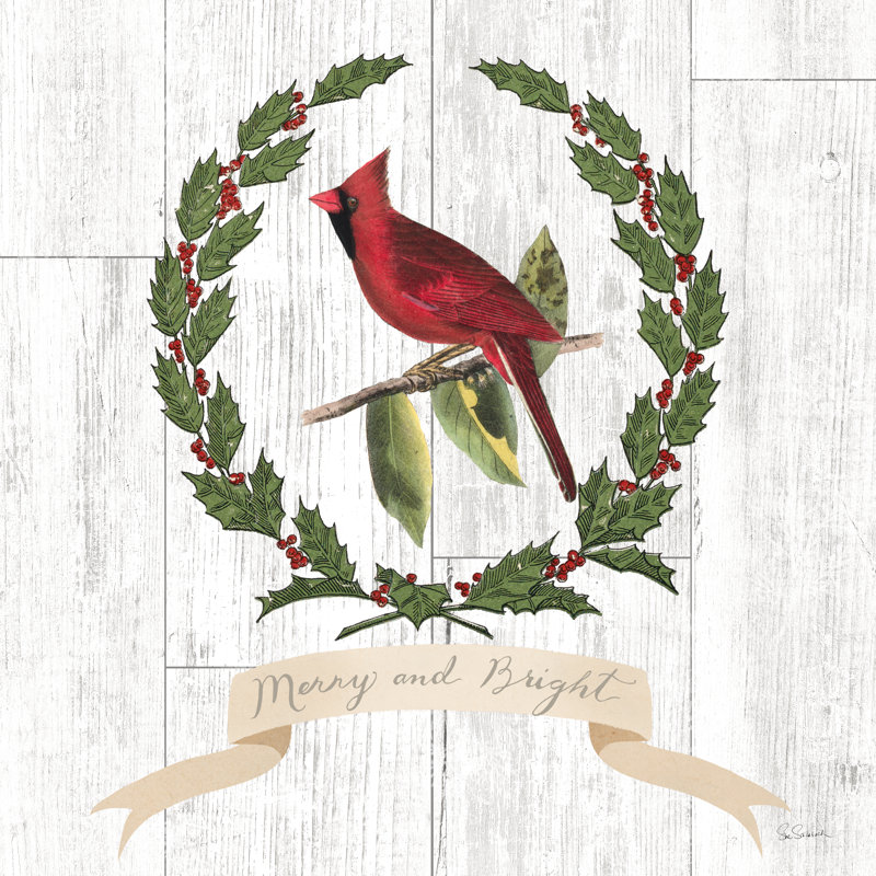 Joyful Tidings VIII On Distressed Wood by Sue Schlabach - Wrapped Canvas Print, 30cm H x 30cm W x 3.8cm D