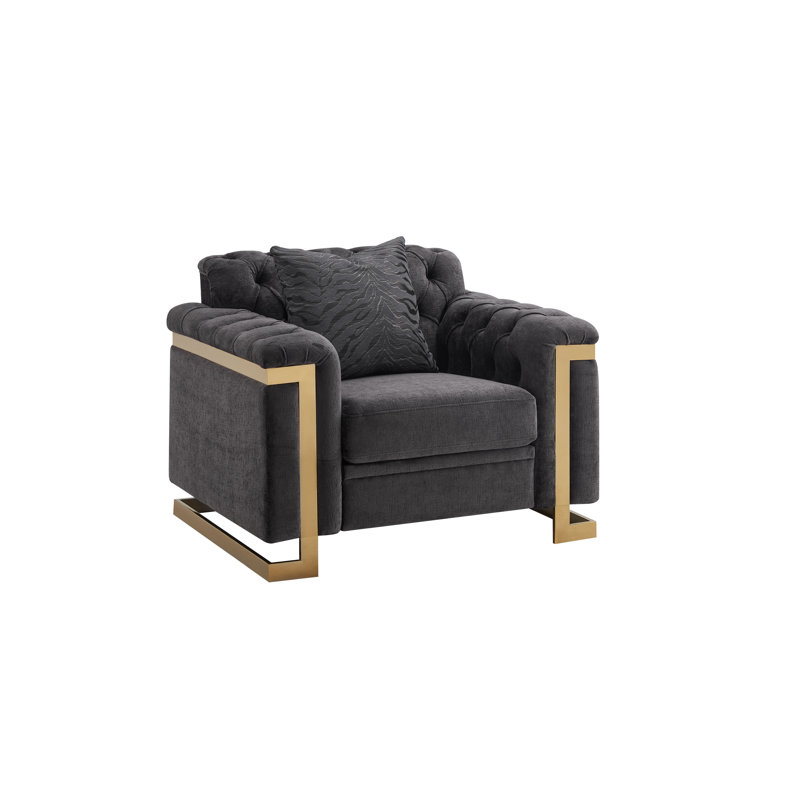 Chaise avec accoudoirs gris Riya