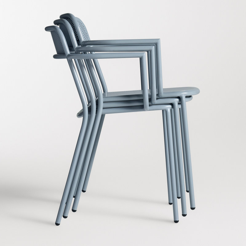 Trim Outdoor Dining Armchair, Gray Blue