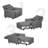 3-in-1 Convertible Accent Chair with Pillow, Adjustable Recline, Linen Fabric, Steel Frame-1568903377