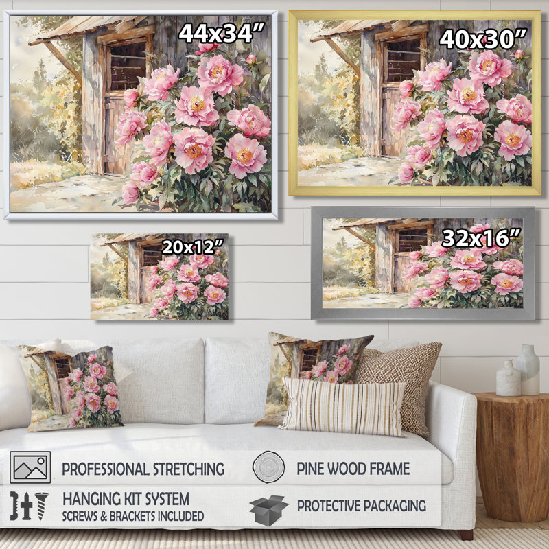Dreylon Pivoines par le poulailler IV - pivoines, art mural, H 30 po x l 40 po, Noir, noir, noir, noir