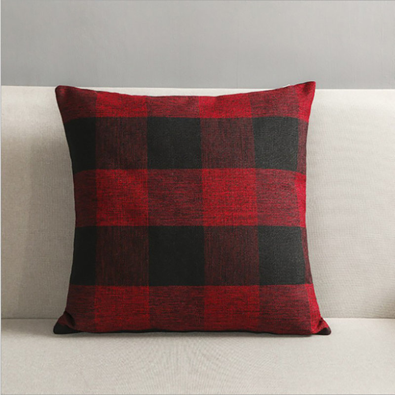  Set of 2 Throw Pillow Covers With Inserts– 18"x18" Decorative Throw Pillow Full Set, Wine Red/Black, Polyester