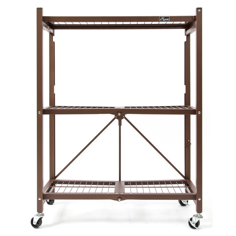 Shelf Storage Rack & Wheels, Vintage Bronze