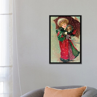 «Little Girl and Dog in the Snow», reproduction sur toile