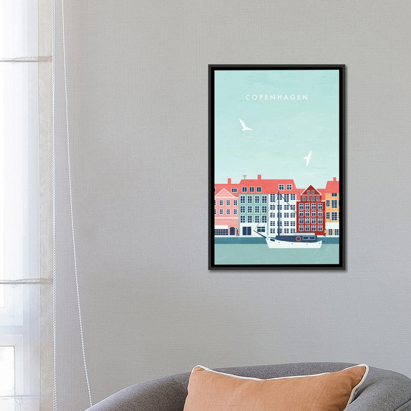 « copenhague », impression sur toile, H 26 po x l 18 po x P 1,5 po, Toile avec cadre noir, Pas de tapis