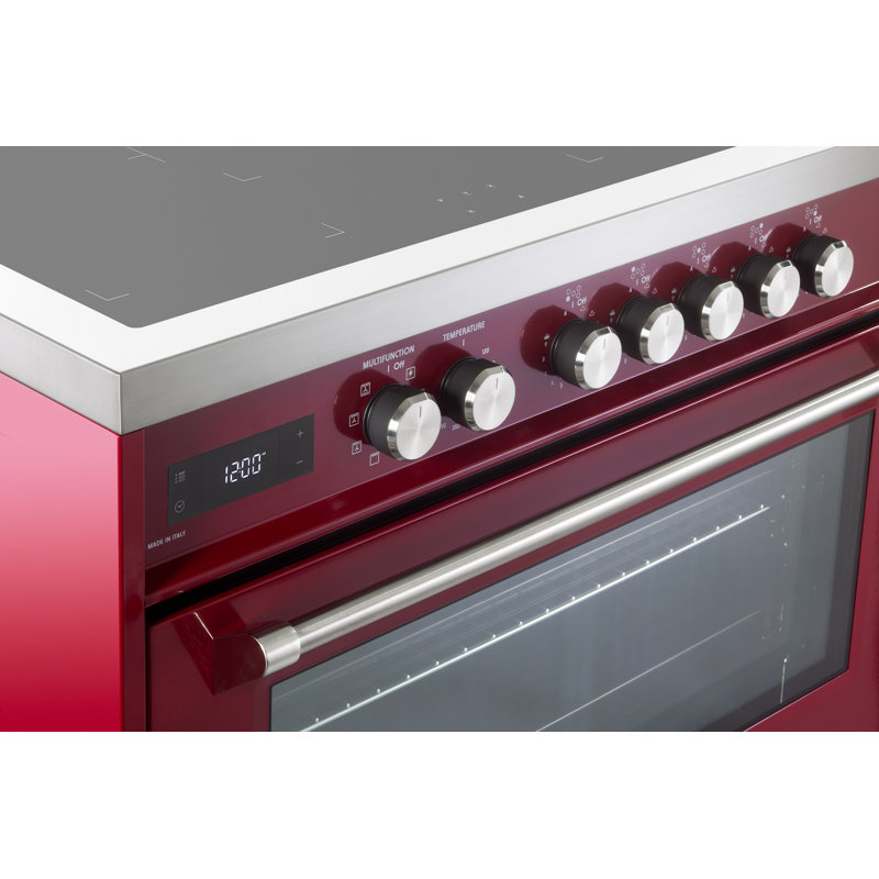 Verona Ultima 36" 5 Burner Single Induction Range Stainless, Burgundy