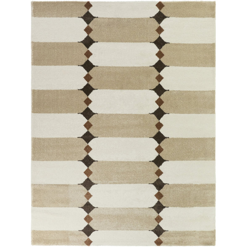 Cagnie Cream/Beige Southwest Modern Area Rug, Rectangle 5'3" x 7'