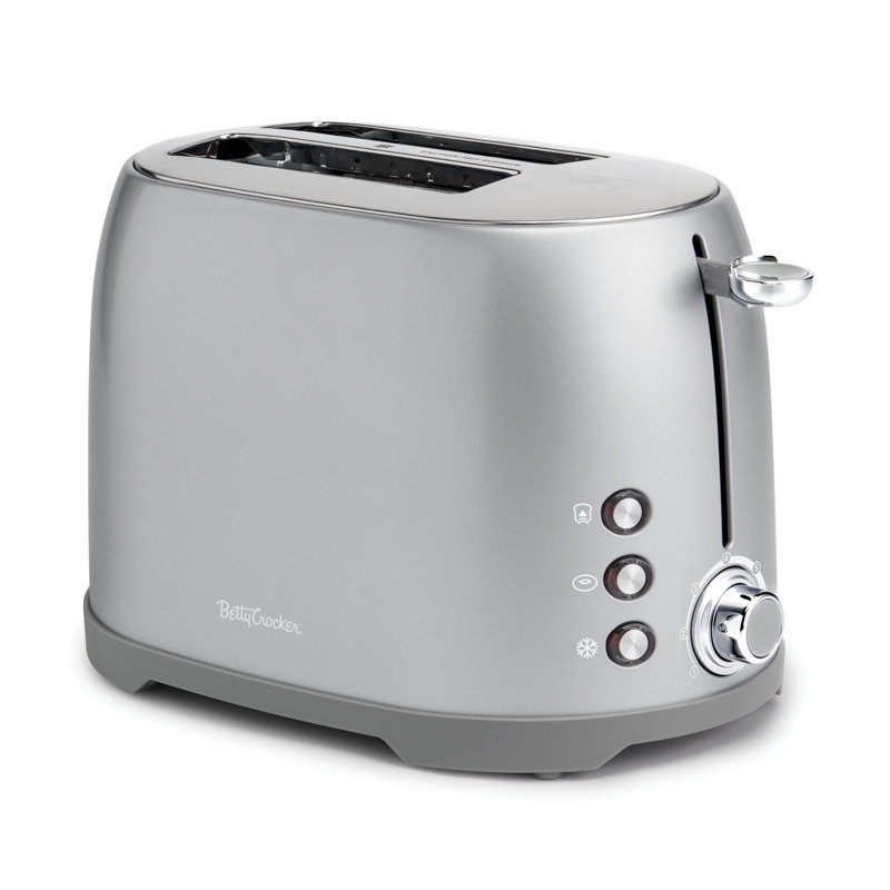 Silver Stainless Steel 2-Slice Toaster with Wide Slots and Crumb Tray