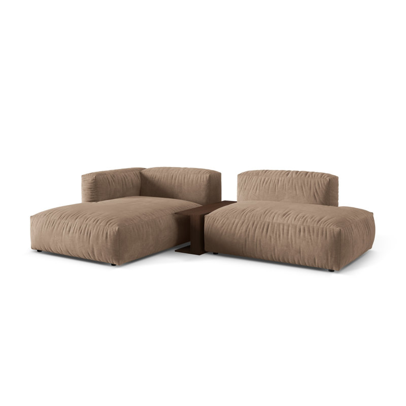 Bedar 2 Seater Velvet Corner Sofa , Dark Beige