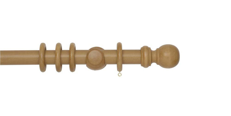 Curtain Pole and Hardware Set, 3.5 cm L x 240 cm W, Light Oak