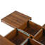 Table basse carrée en placage avec plateau coulissant et rangement