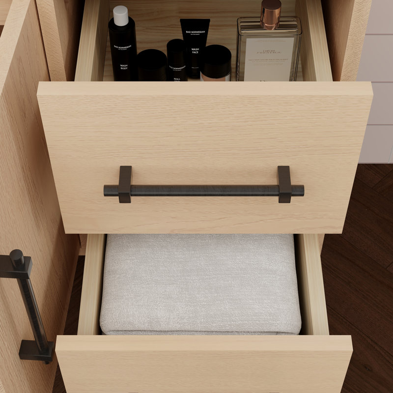 Victoria 41.7'' Single Bathroom Vanity with Acrylic Top, Yellow Oak