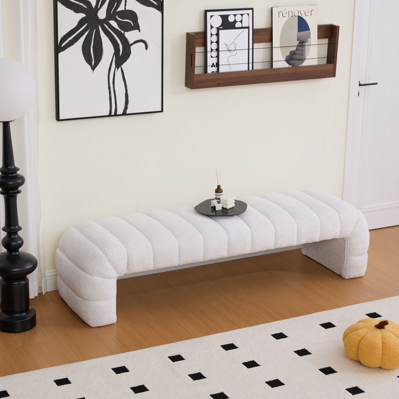 Banc rembourré 69,6 po, Ivoire ivoire
