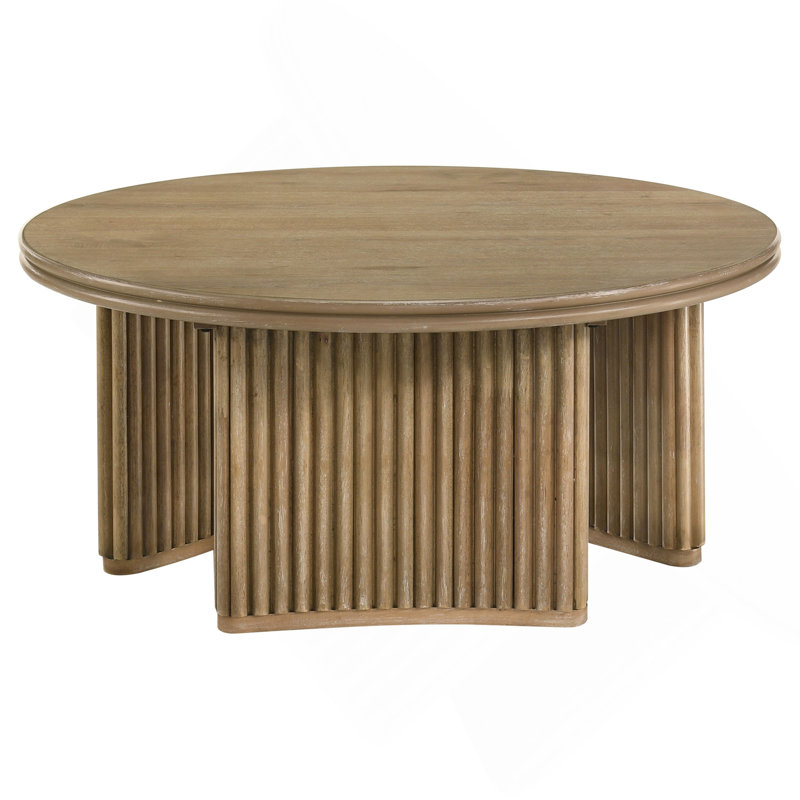 Distressed Light Brown Round Coffee Table