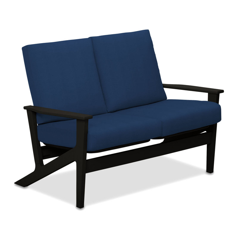 Chrisa 51.5'' Wide Loveseat with Cushions, Cobalt, Textured Black