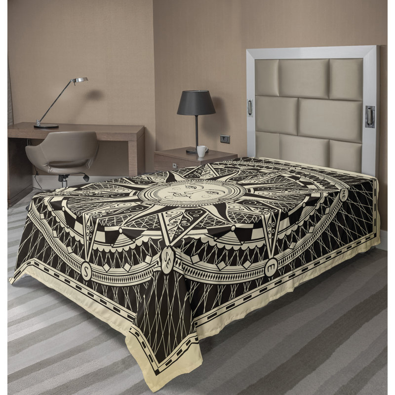 Drap Ambesonne Boho Sun, Drap plat pour lit simple