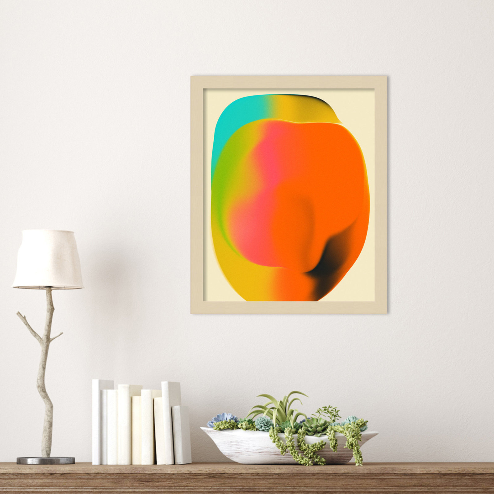 Smudge 2 by Jazzberry Blue, Brown Framed, 17" H x 14" W