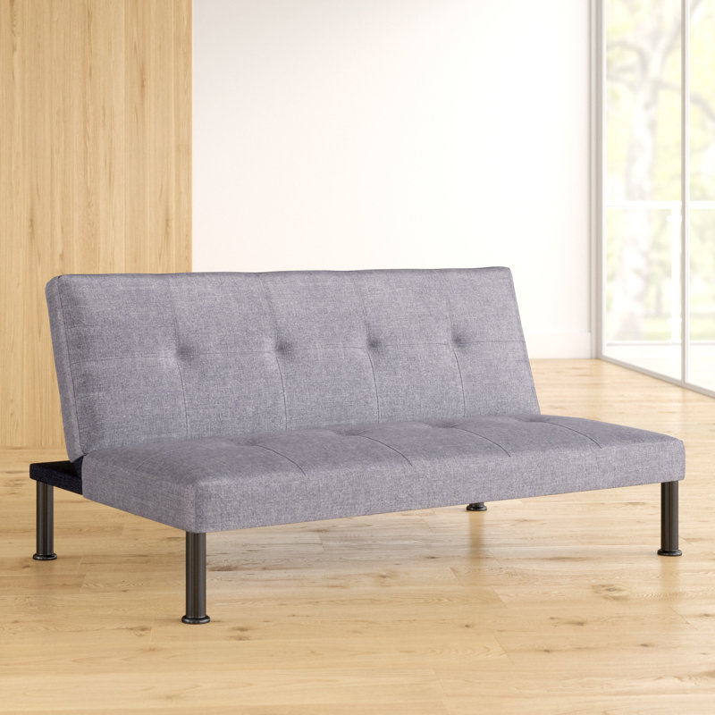 Iselys Twin 64'' Upholstered Convertible Sofa, Midnight Gray