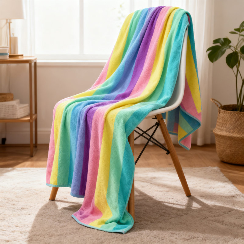 Large Beach Towel (35"X71"), Striped Quick Dry & Sand Resistant, Lightweight Microfiber Sand-Free Towel For Beach, Pool, Yoga, Gym, And Travel