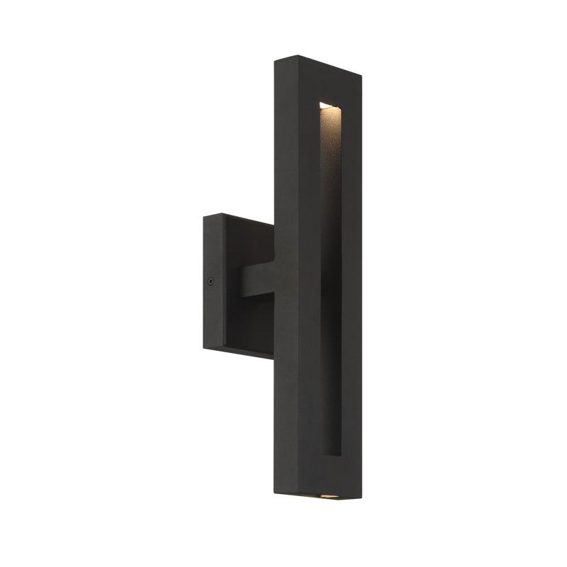 Orren Ellis Miamarie - 2 Light LED Outdoor Wall Mount In Coal Finish, 3" H x 16" W x 5" D