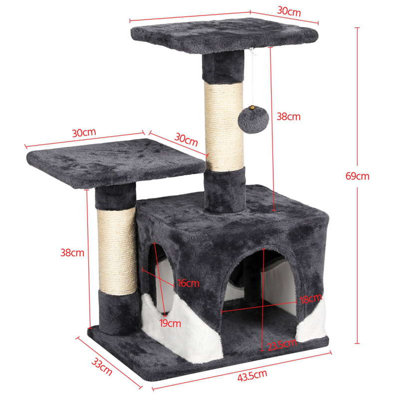 69cm H Cat Tree, Dark Gray/White