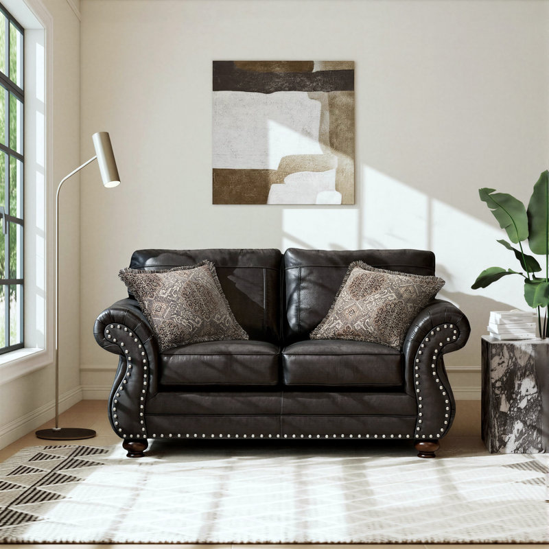 Claycomb 69" Rolled Arm Loveseat, Black