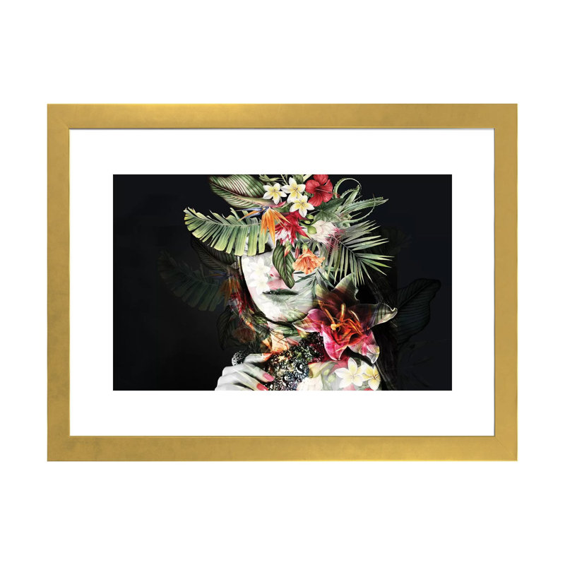 Printemps I - par Tatiana Amrein, impression, H 16 po x l 24 po x P 1 po, Papier encadré doré, Blanc