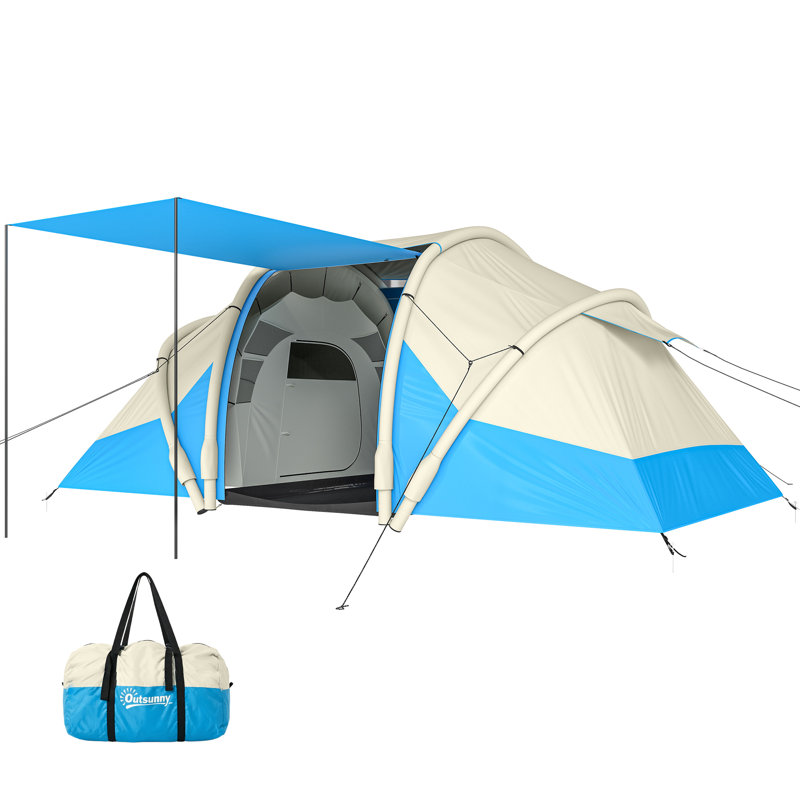 4 Person Tent, Blue/White/Grey