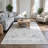 Vintage Distressed Oriental Medallion Area Rug, Cream and Light Blue, Machine Washable, Pet Friendly, Non-Slip, Low Pile-122430093