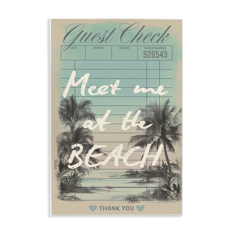 «Meet Me At Beach Check», plaque murale par Annabelle Hall, H 15 po x l 10 po