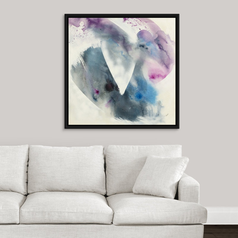 « brush stroke i », peinture sur toile, H 37,7 po x l 37,7 po x P 1,75 po, Cadre flottant noir