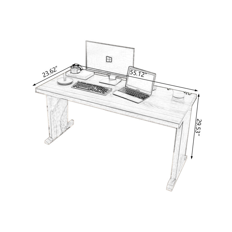 Bureaux rectangulaires en bois massif noyer, H 29,53 po x l 55,12 po x P 23,62 po