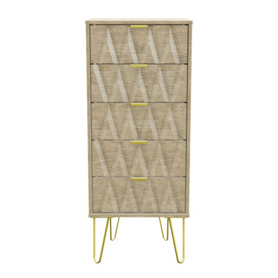 Fully Assembled Diamond 5 Drawer 45Cm W