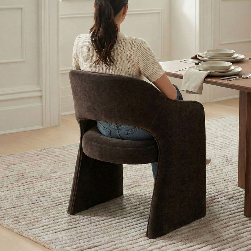 Chaise rembourrée 19 po en chenille, Chocolat / Brun