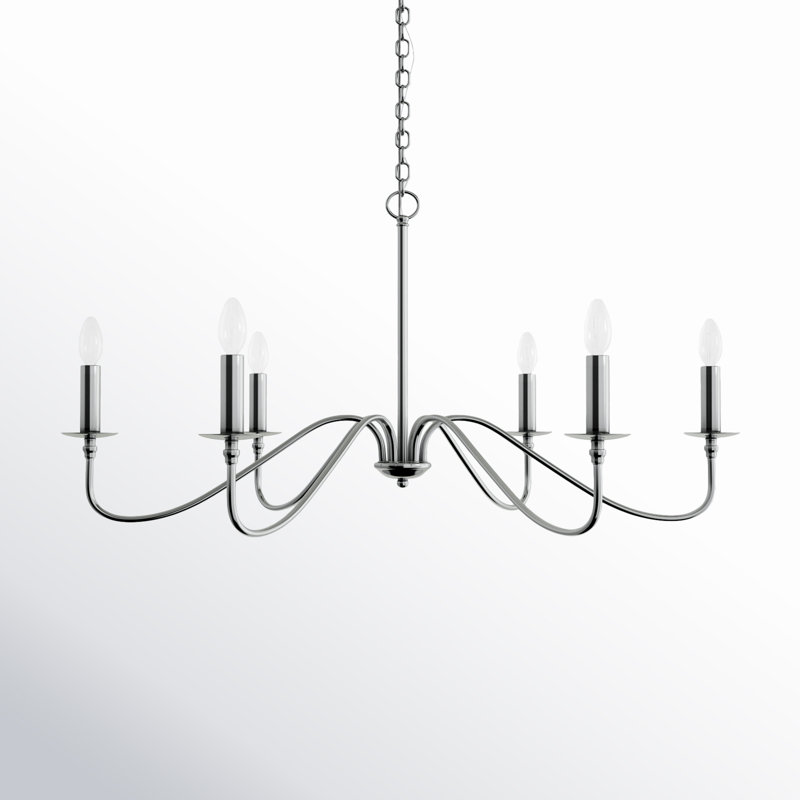 Ableton Iron 6-Light Chandelier, Polished Nickel, 25" H x 48" W x 48" D
