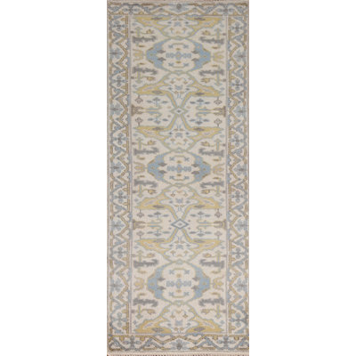 Ivory Oushak Oriental Runner Rug 3x8