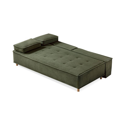 Coussin en velours côtelé vert