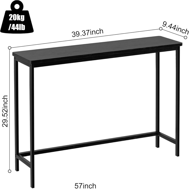 Console, table de hall d'entrée, table de canapé étroite, ..., Noir