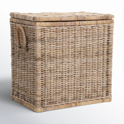 Yula Rattan Decorative Storage Trunk with Lid, Tall Size