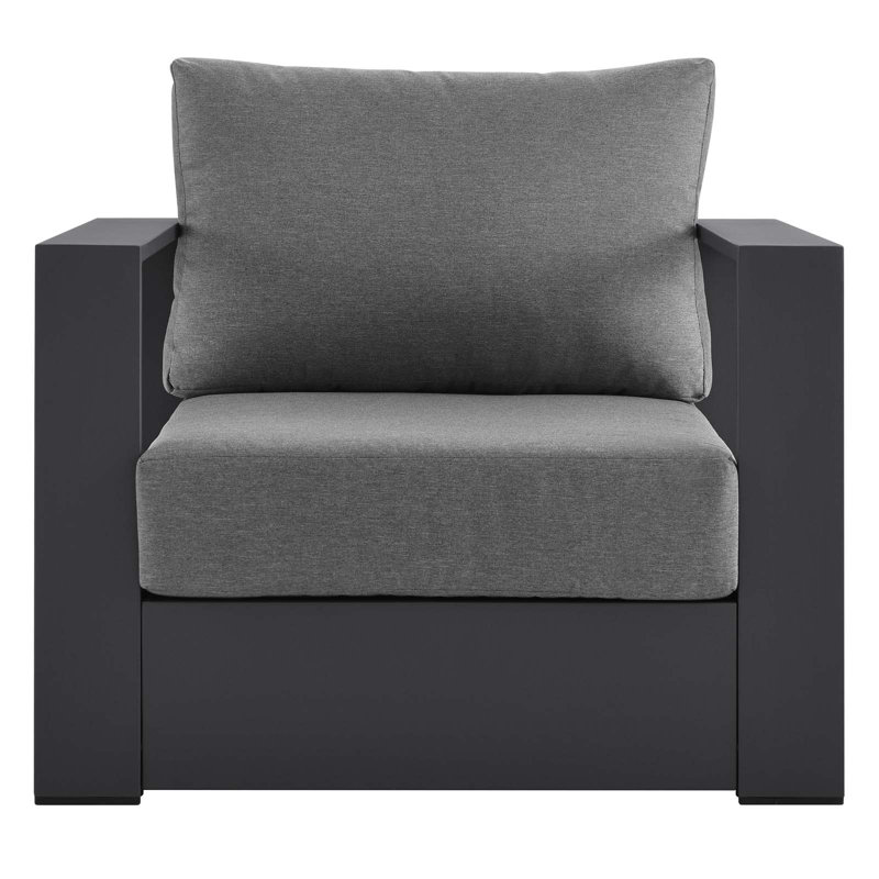 Modway Tahoe Outdoor Patio Powder-Coated Aluminum Armchair, Charcoal, Gray
