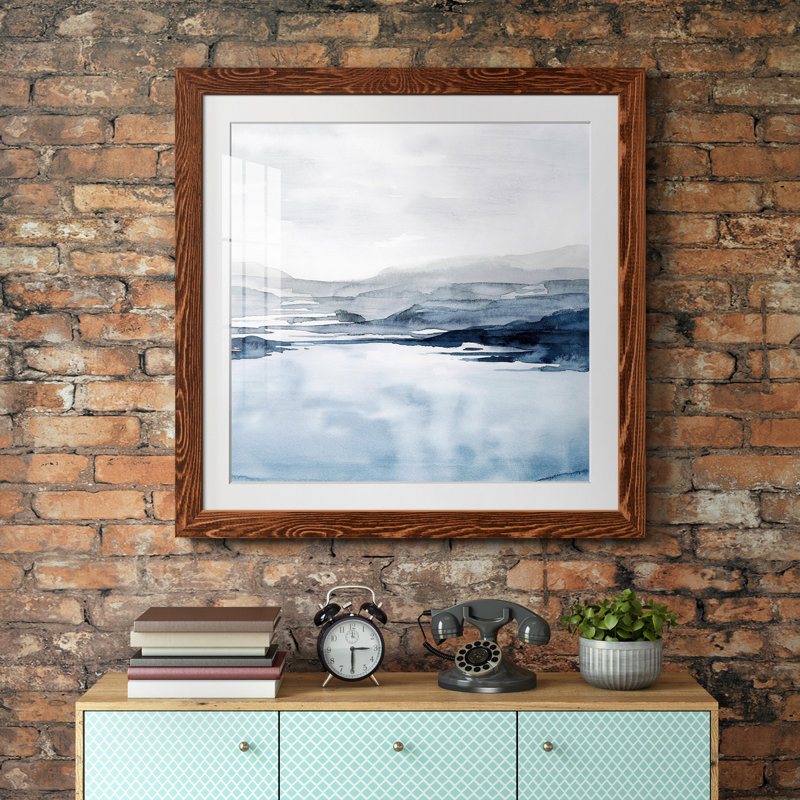 «Faded Horizon II», reproduction encadrée de qualité supérieure - prête à être accrochée, Cadre en érable