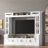 Wall Unit Entertainment Center Tv Stand With Cabinets, Tempered Glass Doors And Adjustable Shelves-1857451787