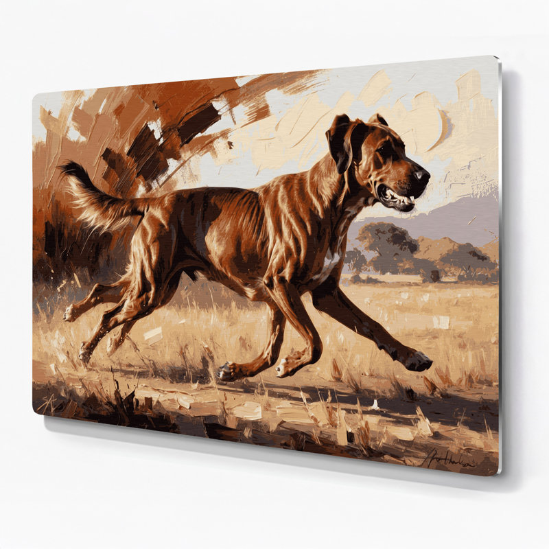 Chiens rhodésiens Ridgeback, art mural en métal brun, H 11 po x l 14 po