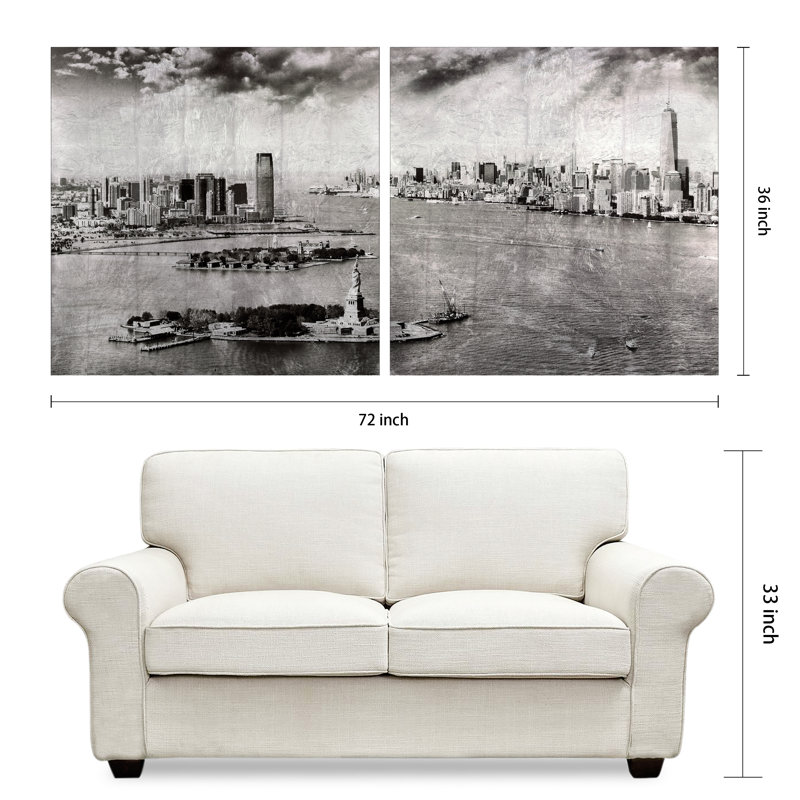 New York Skyline AB - ensemble d'imprimés sans cadre sur verre