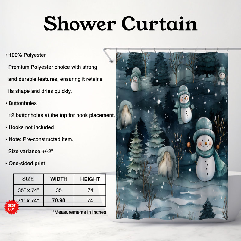 Rideau de douche Iced Snowman - Premium, H 74 po x l 71 po