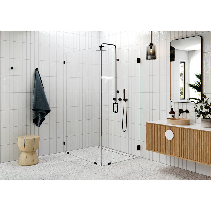 78" H Pivot Frameless Shower Door, Oil Rubbed Bronze