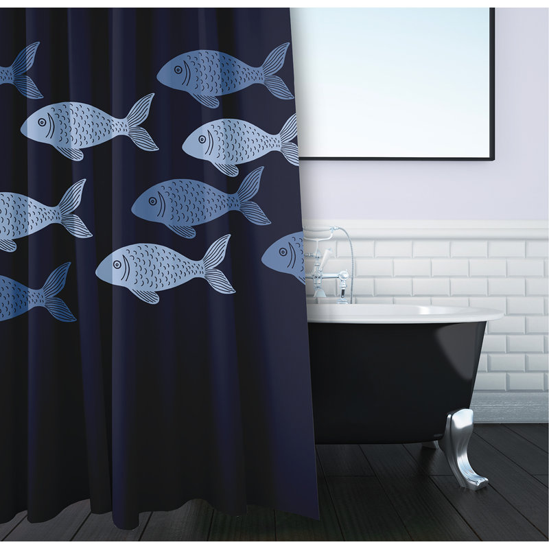 Rideau de douche simple Ludwig, Bleu marine