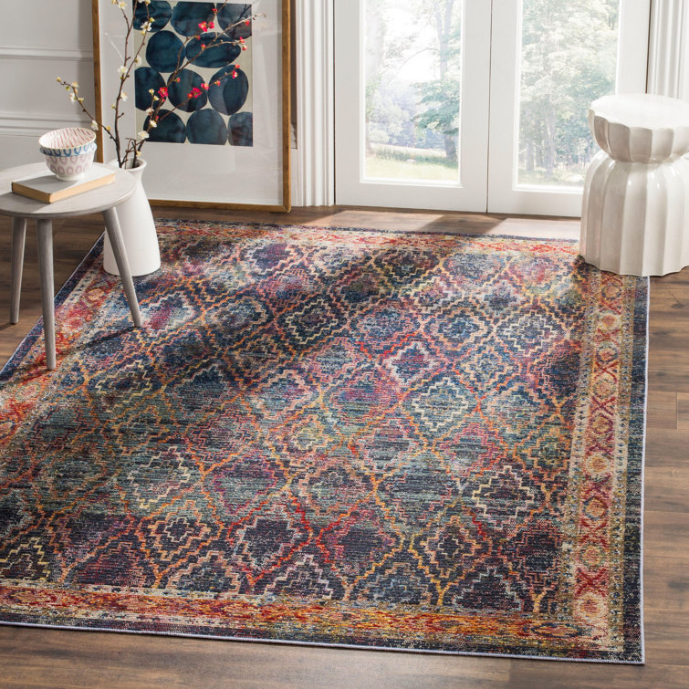 Orkney Navy/Gold/Red Area Rug